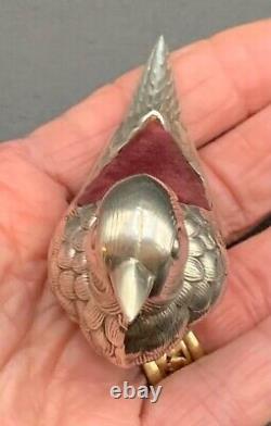 Vintage Sterling Silver Figural Song Bird Pin Cushion, Portugal, Art Deco, CUTE