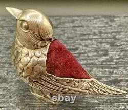Vintage Sterling Silver Figural Song Bird Pin Cushion, Portugal, Art Deco, CUTE
