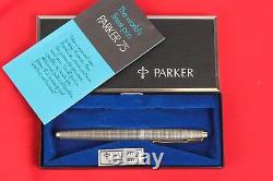 Vintage Sterling Silver GT PARKER 75 Cisele Fountain Pen Flat Top Made in USA