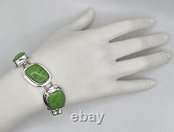 Vintage Sterling Silver Green Turquoise Bracelet Made in Mexico 43 grams