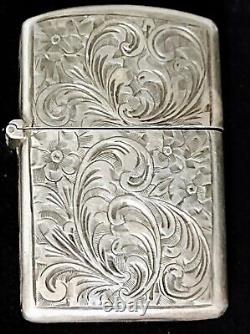 Vintage Sterling Silver Hand Carved Filigree Zippo Case Insert Made In Italy