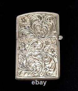 Vintage Sterling Silver Hand Carved Filigree Zippo Case Insert Made In Italy