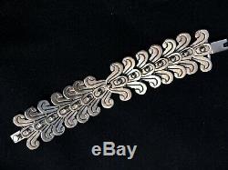 Vintage Sterling Silver Hand Made Bracelet From Mexico Marked Scrolls Decor