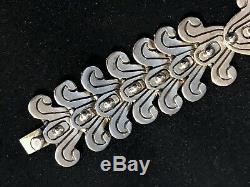 Vintage Sterling Silver Hand Made Bracelet From Mexico Marked Scrolls Decor