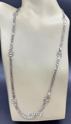 Vintage Sterling Silver Hand Made Figaro CC Loop Interlock Chain Necklace Unisex