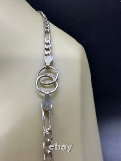 Vintage Sterling Silver Hand Made Figaro CC Loop Interlock Chain Necklace Unisex