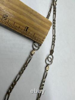 Vintage Sterling Silver Hand Made Figaro CC Loop Interlock Chain Necklace Unisex
