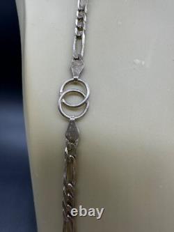 Vintage Sterling Silver Hand Made Figaro CC Loop Interlock Chain Necklace Unisex