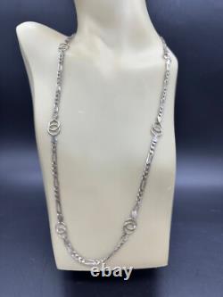 Vintage Sterling Silver Hand Made Figaro CC Loop Interlock Chain Necklace Unisex