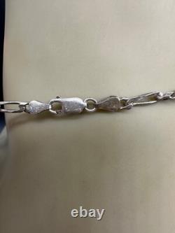Vintage Sterling Silver Hand Made Figaro CC Loop Interlock Chain Necklace Unisex