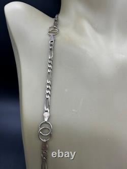 Vintage Sterling Silver Hand Made Figaro CC Loop Interlock Chain Necklace Unisex