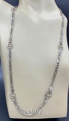 Vintage Sterling Silver Hand Made Figaro CC Loop Interlock Chain Necklace Unisex
