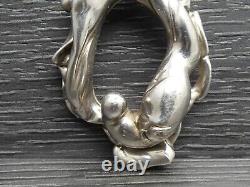 Vintage Sterling Silver Hand Made Free Formed Heavy Large Oval Unique Pendant