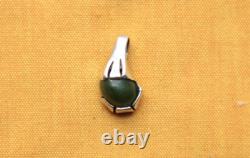 Vintage Sterling Silver Hand Made Jade Stone Pendant