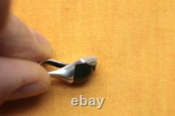 Vintage Sterling Silver Hand Made Jade Stone Pendant