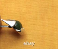 Vintage Sterling Silver Hand Made Jade Stone Pendant