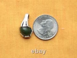Vintage Sterling Silver Hand Made Jade Stone Pendant