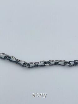 Vintage Sterling Silver Hand Made Unusual Link Chain Toggle Necklace 28