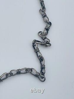 Vintage Sterling Silver Hand Made Unusual Link Chain Toggle Necklace 28