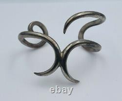 Vintage Sterling Silver Hand Made Unusual Modernist Design Cuff Bracelet