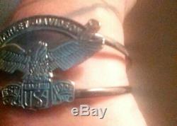 Vintage Sterling Silver Harley Davidson Eagle Est 1903 Made in USA Cuff Bracelet