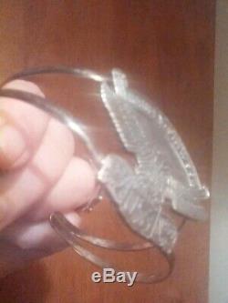 Vintage Sterling Silver Harley Davidson Eagle Est 1903 Made in USA Cuff Bracelet