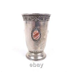 Vintage Sterling Silver Judaica Kiddush Cup by ZADOK Made in Israel 70g withStones