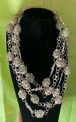 Vintage Sterling Silver Long Chain Hand Made Link Necklace 68 Inches & 120 Grams