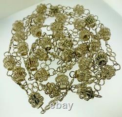 Vintage Sterling Silver Long Chain Hand Made Link Necklace 68 Inches & 120 Grams