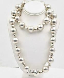 Vintage Sterling Silver Made In MEXICO Large 16mm Ball Ladies 29 Long Necklace