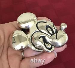 Vintage Sterling Silver Mickey Mouse Hand? Made Belt Buckle HEAVY? 4.4 oz