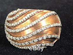 Vintage Sterling Silver Natural Diamond Ring Designer Signed Jwbr Made In India