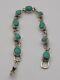 Vintage Sterling Silver Navajo Made Turquoise Link Bracelet 7 In