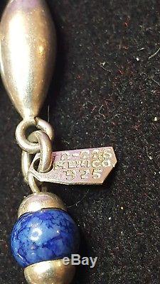 Vintage Sterling Silver Necklace & Bracelet Set Taxco Made In Mexico Gemstone