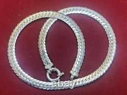 Vintage Sterling Silver Necklace Chain Made In Italy Signed Milor Herringbone