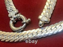 Vintage Sterling Silver Necklace Chain Made In Italy Signed Milor Herringbone