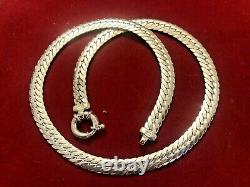 Vintage Sterling Silver Necklace Chain Made In Italy Signed Milor Herringbone