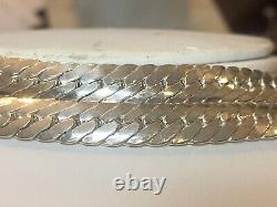 Vintage Sterling Silver Necklace Chain Made In Italy Signed Milor Herringbone