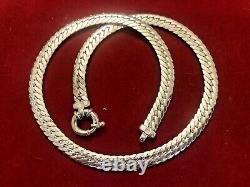 Vintage Sterling Silver Necklace Chain Made In Italy Signed Milor Herringbone