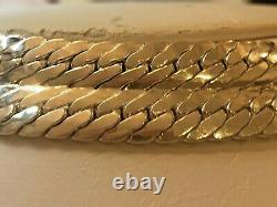 Vintage Sterling Silver Necklace Chain Made In Italy Signed Milor Herringbone