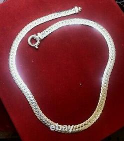 Vintage Sterling Silver Necklace Chain Made In Italy Signed Milor Herringbone