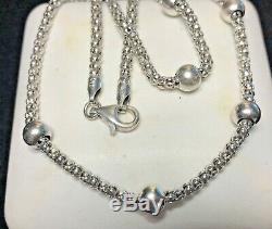 Vintage Sterling Silver Necklace Chain Station Made In Italy Signed Milor