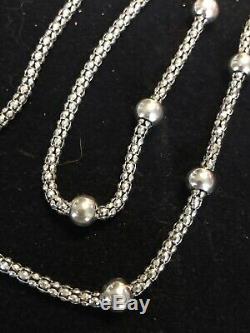 Vintage Sterling Silver Necklace Chain Station Made In Italy Signed Milor