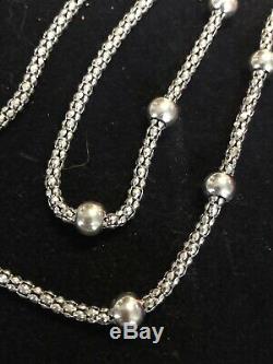 Vintage Sterling Silver Necklace Chain Station Made In Italy Signed Milor