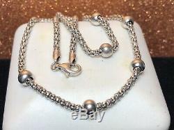 Vintage Sterling Silver Necklace Chain Station Made In Italy Signed Milor