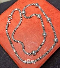 Vintage Sterling Silver Necklace Chain Station Made In Italy Signed Milor