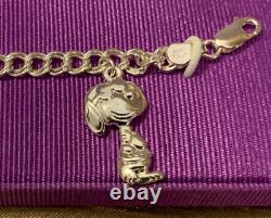 Vintage Sterling Silver Snoopy & Woodstock Charm Bracelet Made in Italy RARE
