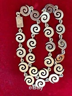 Vintage Sterling Silver Taxco Ta-119 Made In Mexico Wave Swirl Necklace 62 Gram