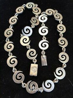 Vintage Sterling Silver Taxco Ta-119 Made In Mexico Wave Swirl Necklace 62 Gram