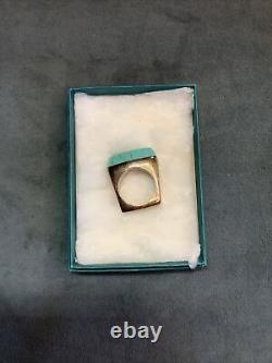 Vintage Sterling Silver Turquoise Ring Made In Mexico, Size 8.5.09 Oz. 03 Kg